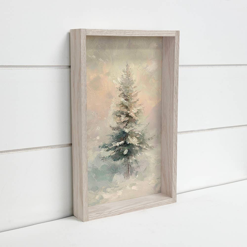 Winter Simple Tree - Nature Canvas Art - Wood Framed Artwork