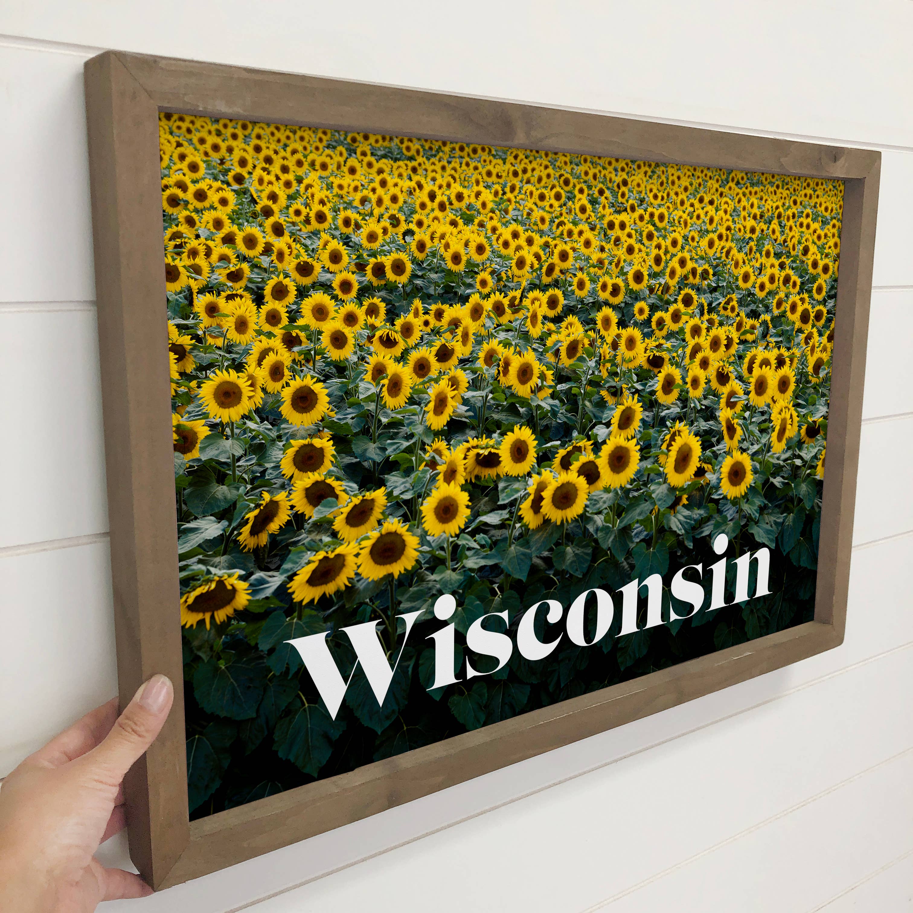 Custom State or Location - Sunflower Wisconsin - Wood Sign