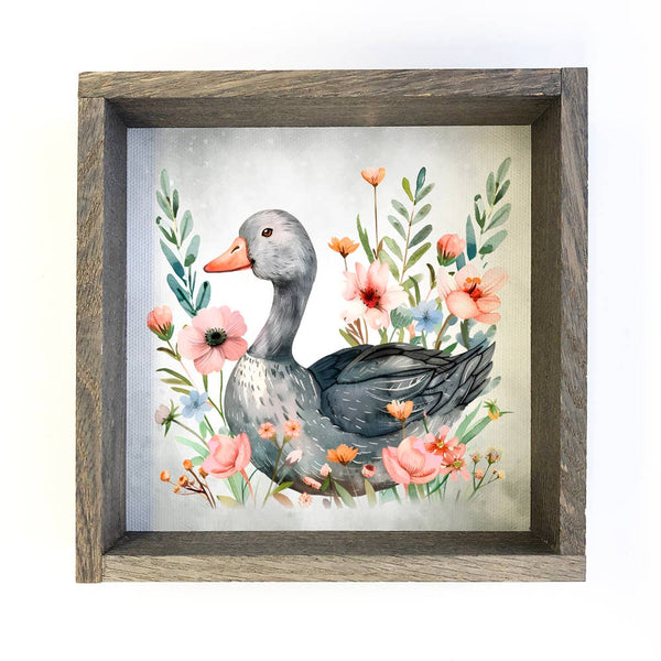 Spring Gray Goose - Goose Canvas Art - Wood Framed Decor