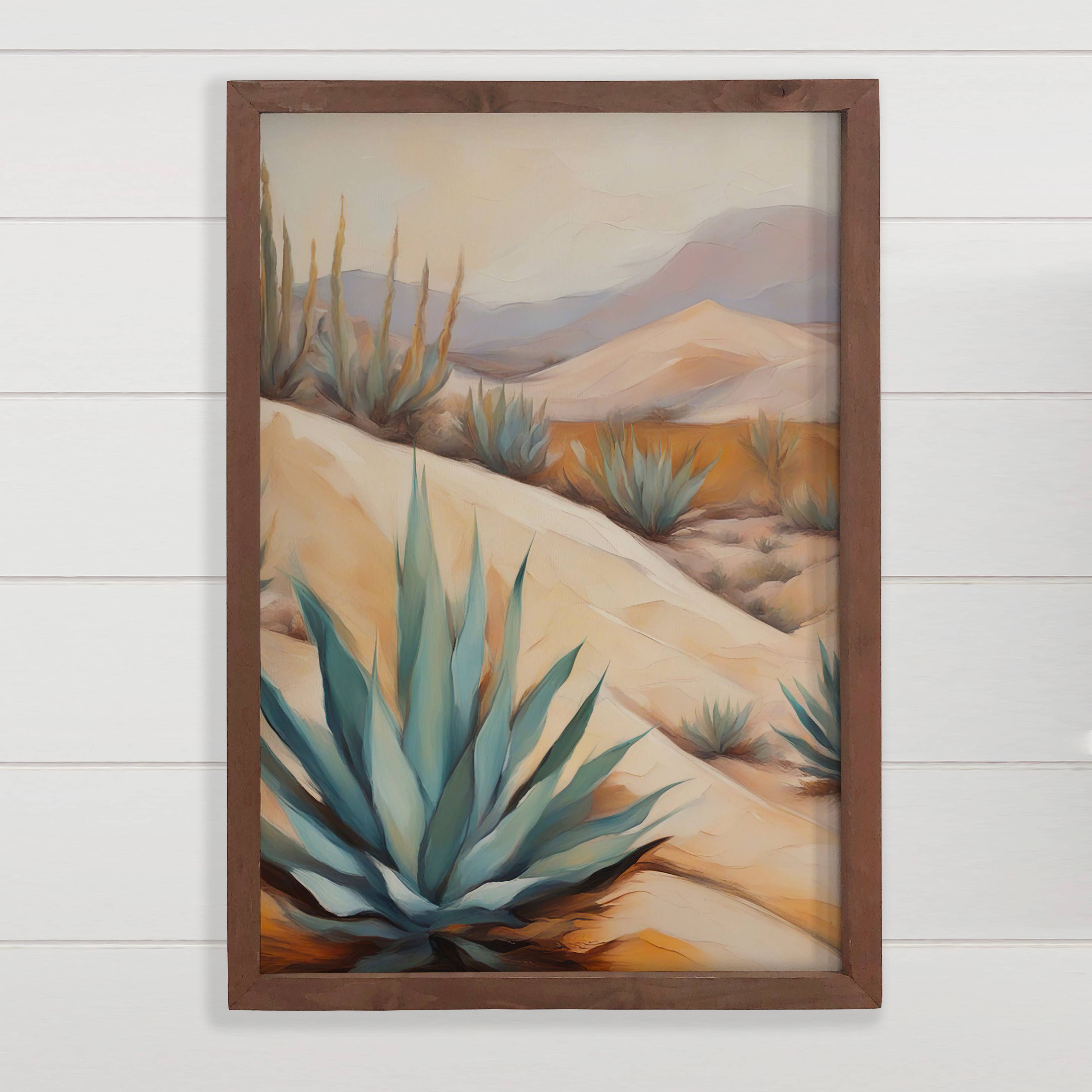 Agave Vista - Desert Landscape Canvas Art - Wood Framed Art