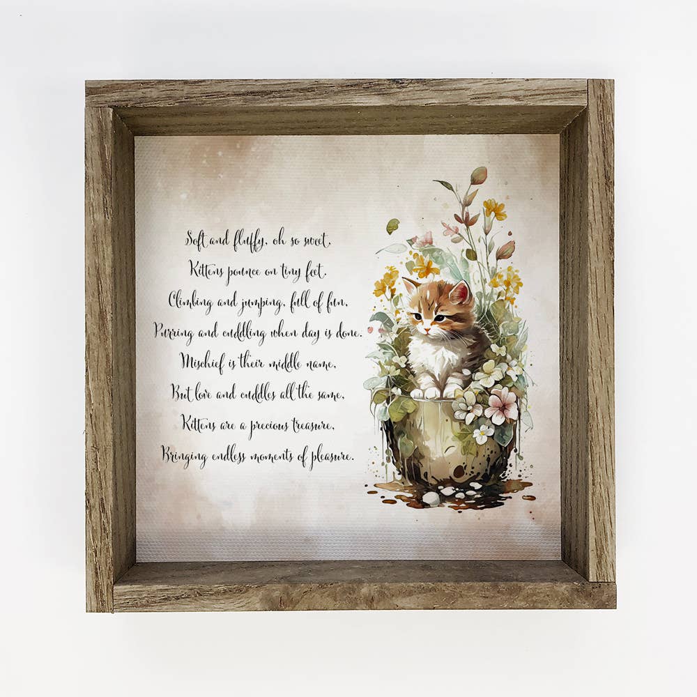 Kitten Poem - Kitten Watercolor - Baby Animal Art & Frame