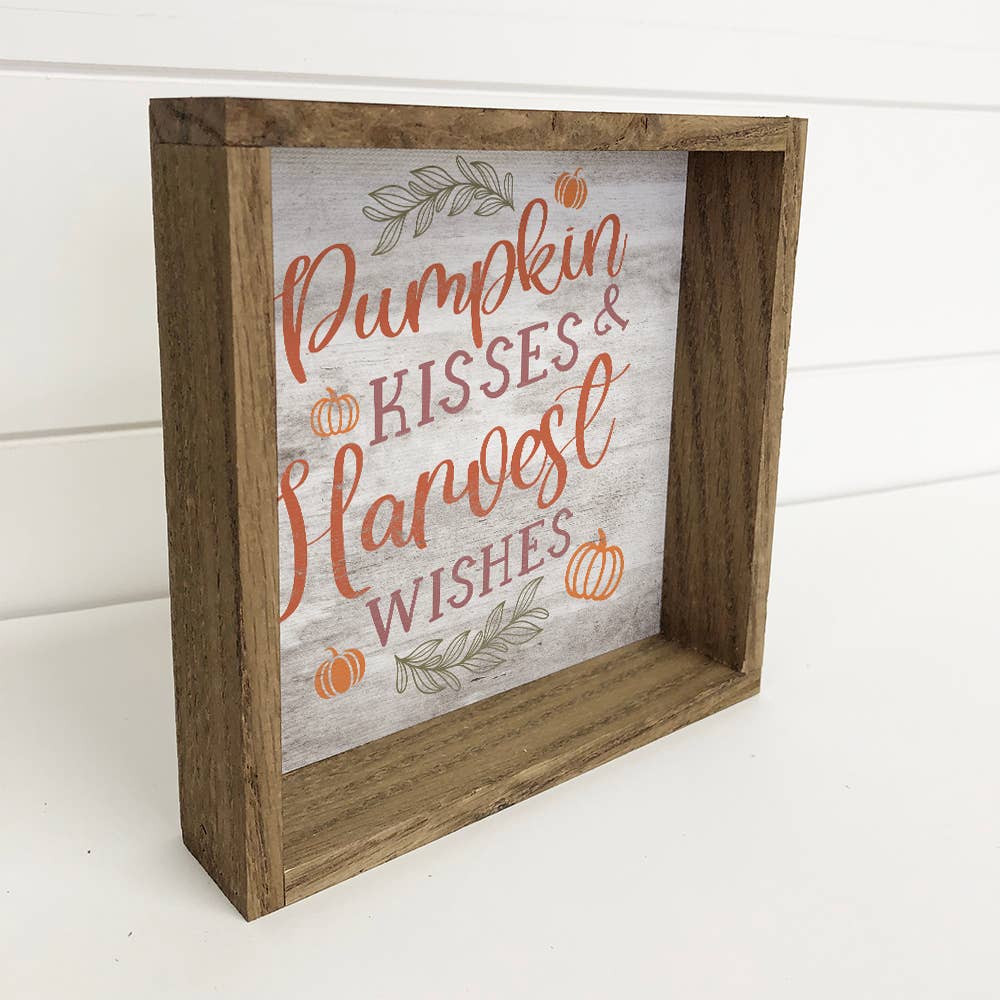 Pumpkin Kisses and Harvest Wishes - Fall Canvas Art - Framed