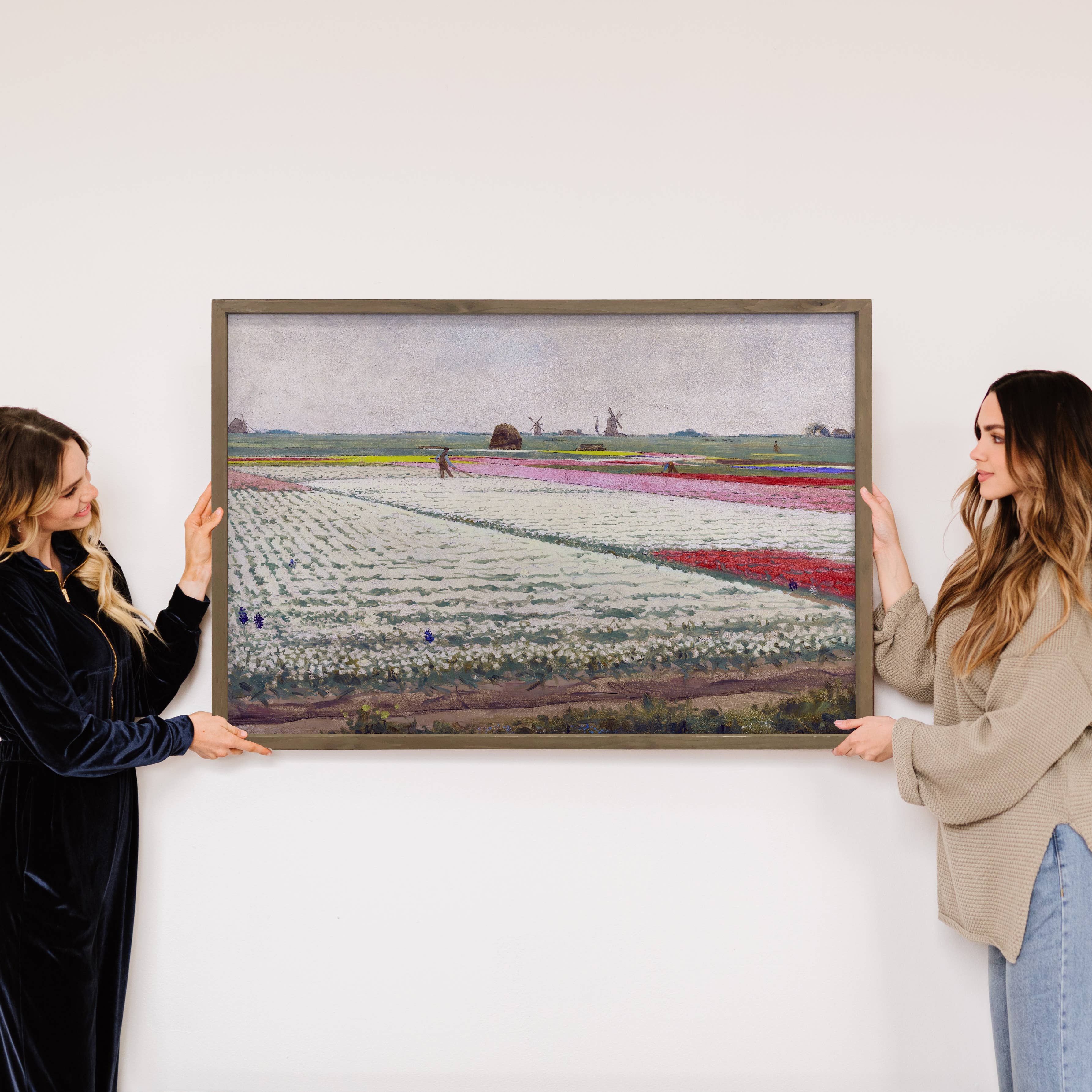 Tulip Fields Holland - Tulip Canvas Art - Wood Framed Decor