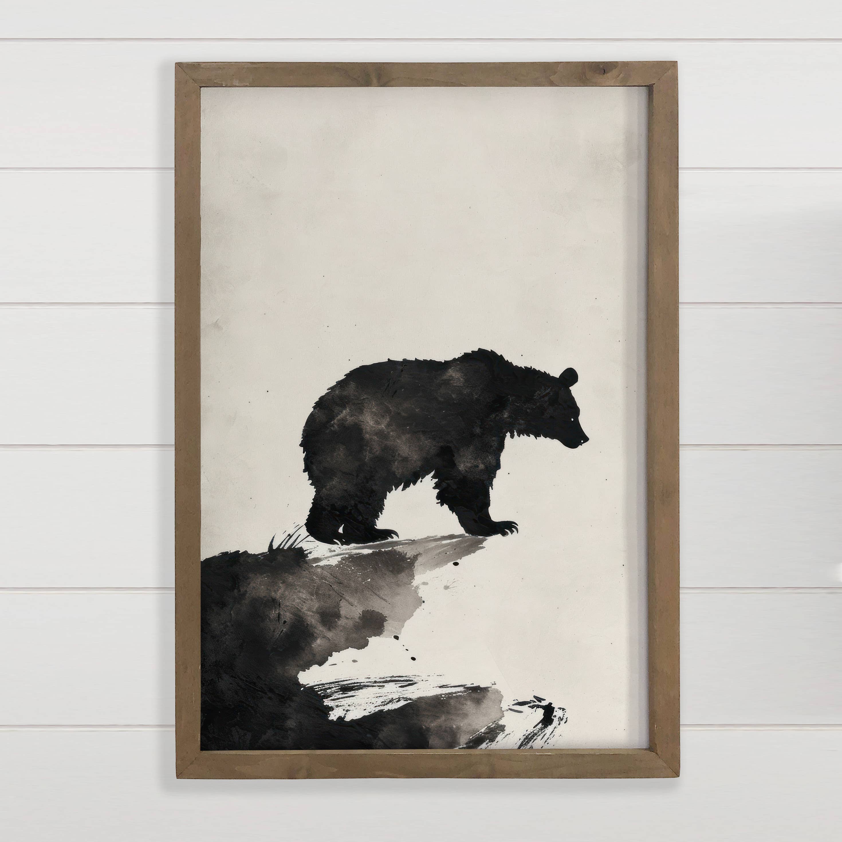 Black Bear Overlook - Cabin Canvas Art - Wood Framed Art