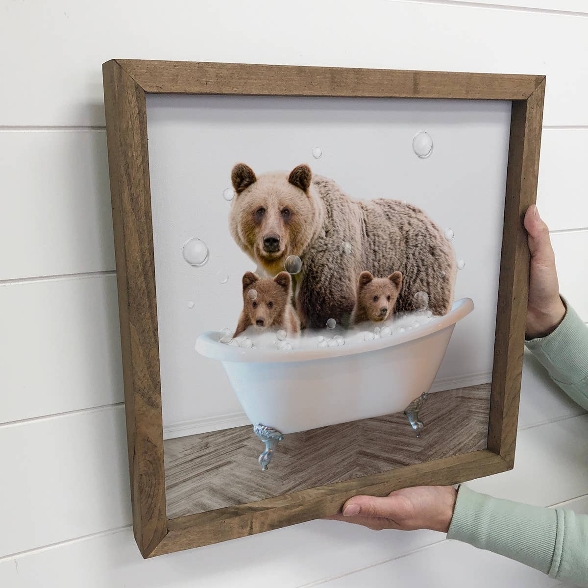 Mama Bear & Baby Cubs in Bathtub Mother's Day Bathroom Gift