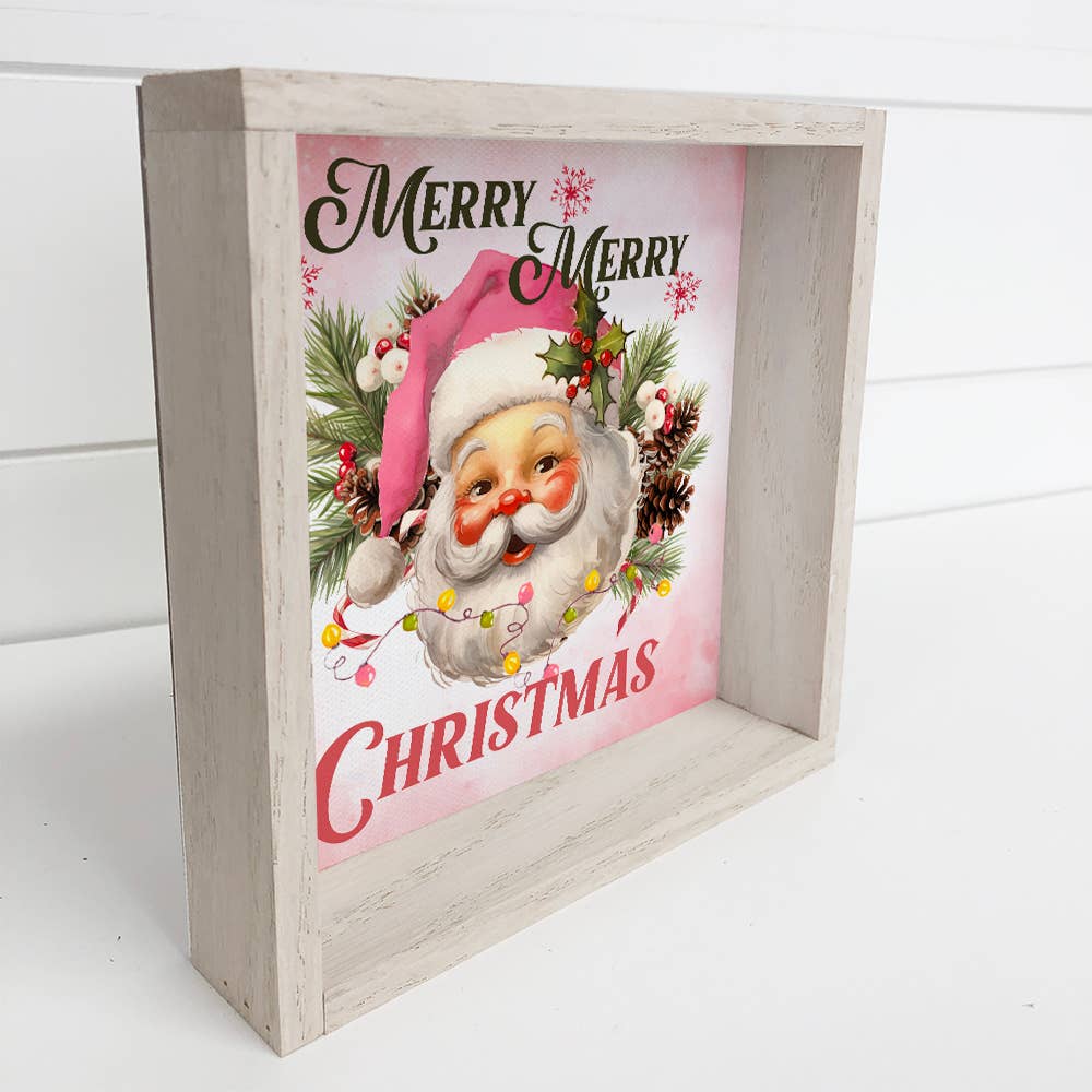 Pink Merry Merry Christmas - Cute Holiday Canvas Wall Art