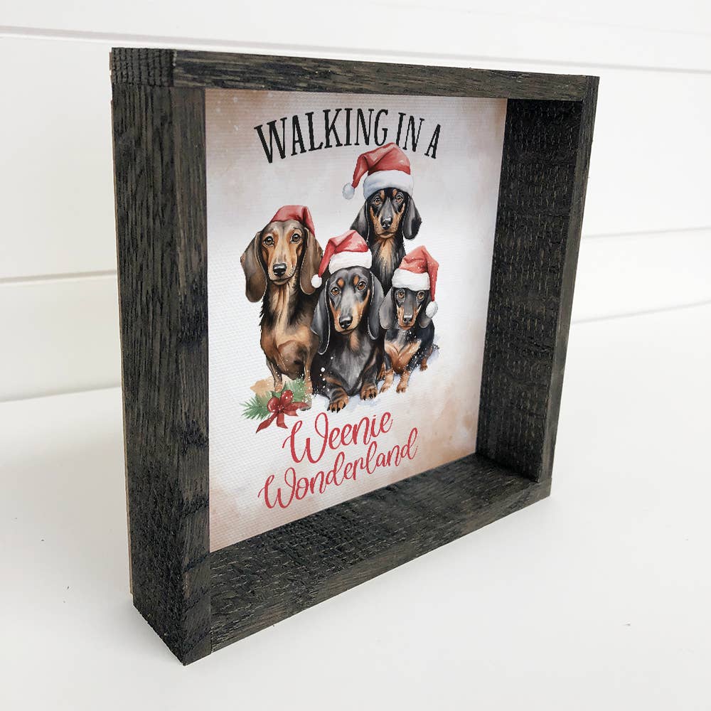 Walking In a Weenie Wonderland - Funny Animal Holiday Canvas