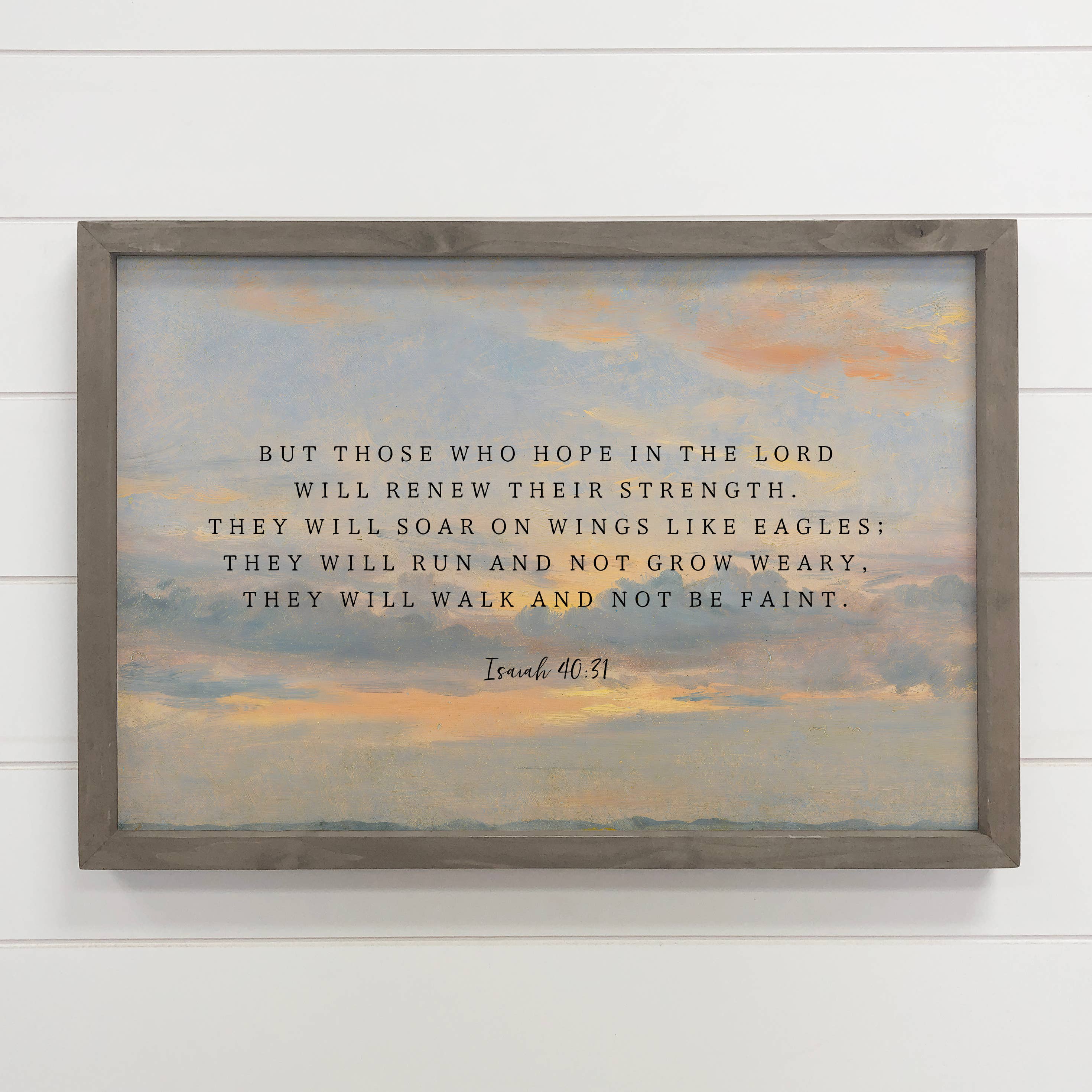 Cloud Isaiah Scripture - Living Room Wood Framed Wall Decor