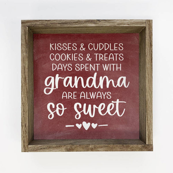Wood Grandma's Sign Gift - Kisses and Cuddles