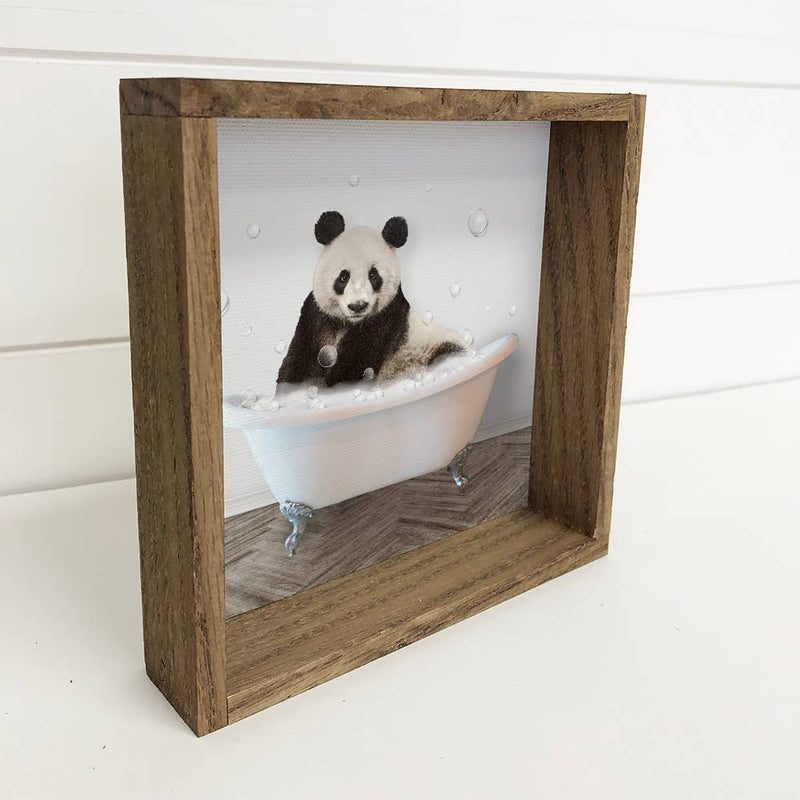 Funny Panda Bathroom Art - Taking a Bubble Bath Sign