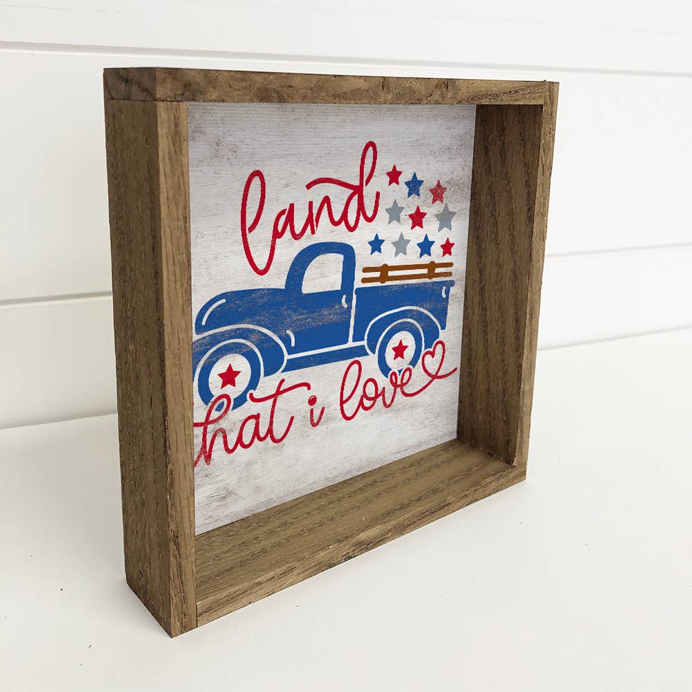 4th of July Land That I Love - Patriotic Word Art - Framed