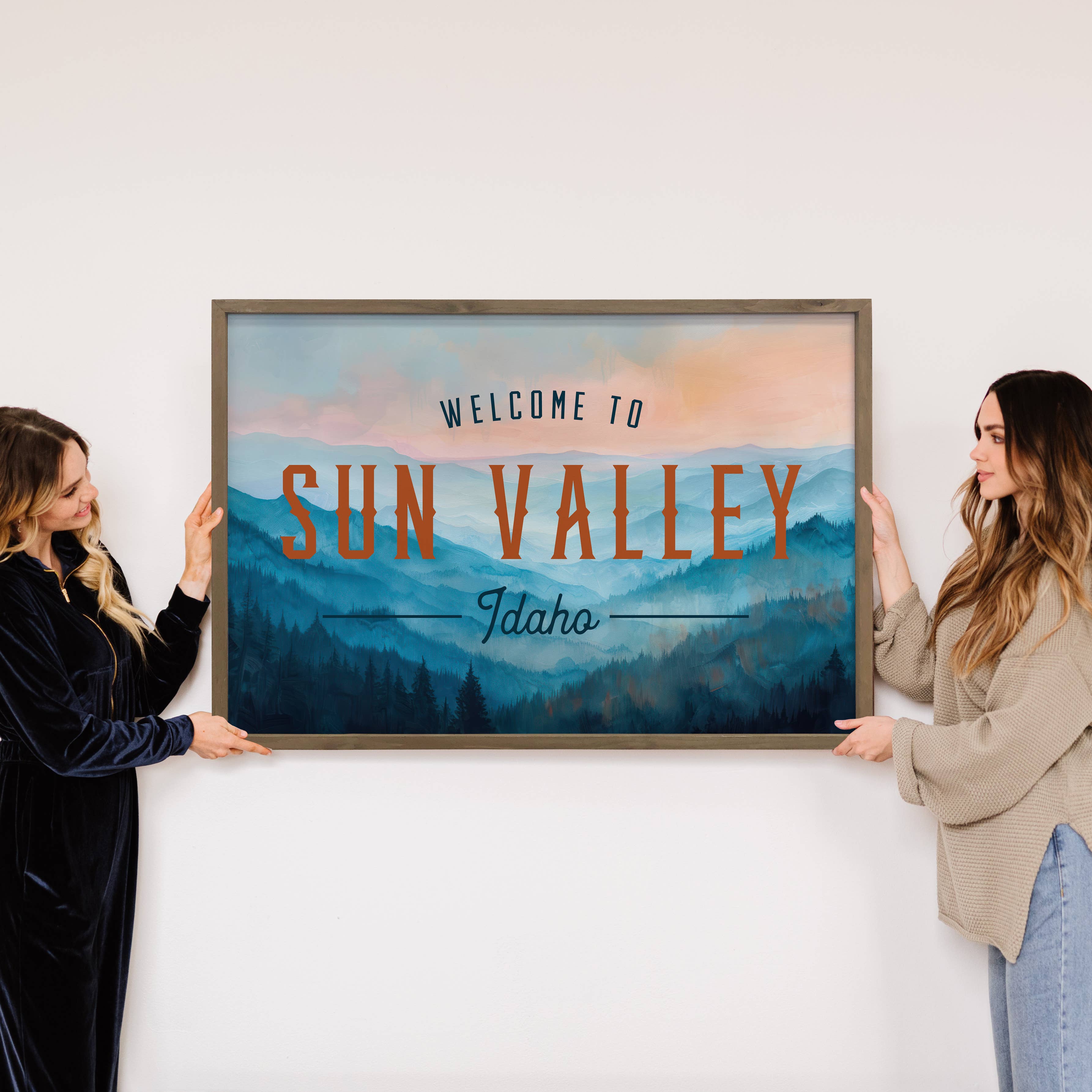Blue Mountains Welcome To Custom Town - Custom Canvas Art