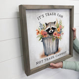 Trash Can Raccoon - Funny Raccoon Canvas Art - Wood Framed