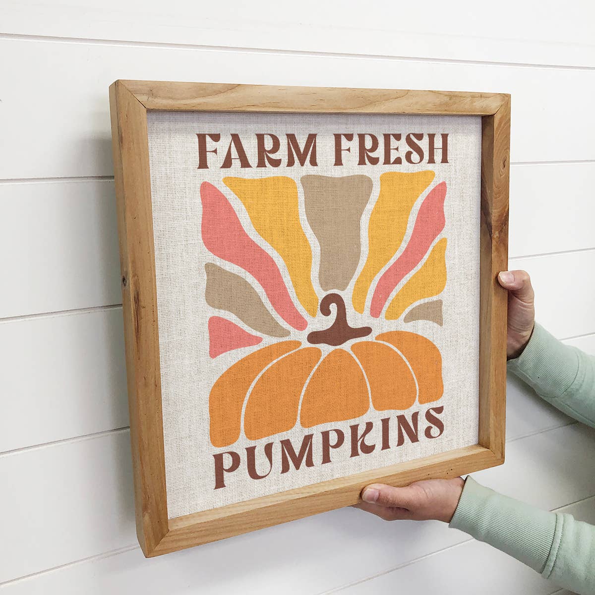 Farm Fresh Pumpkins Boho - Autumn Canvas Art - Framed Decor