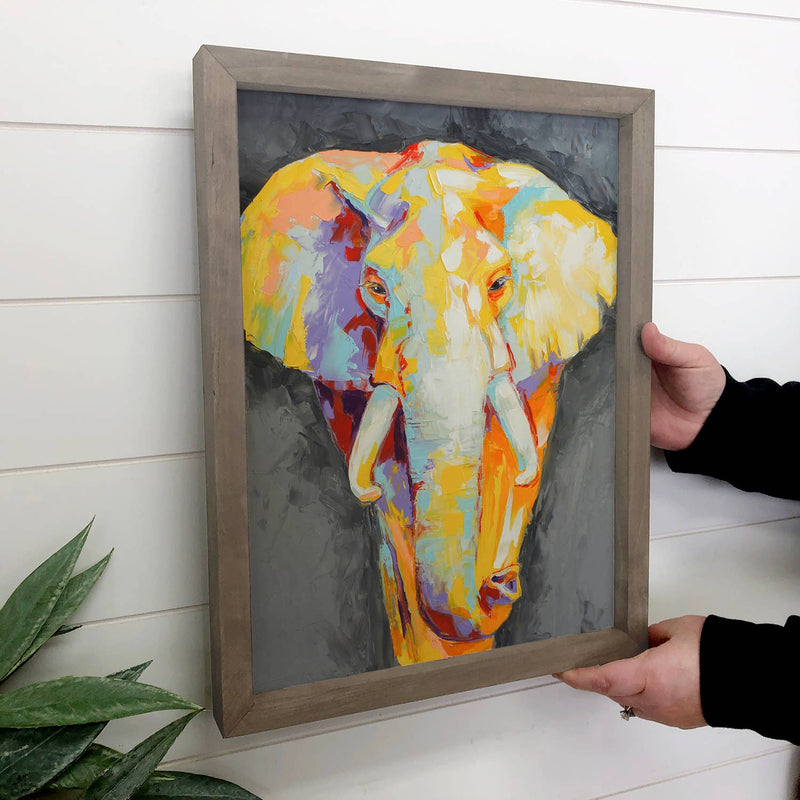 Colorful Elephant Painting - Large Nature Canvas Art Framed