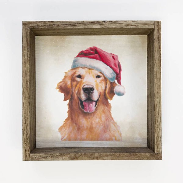 Golden Retriever Dog Christmas Canvas Sign