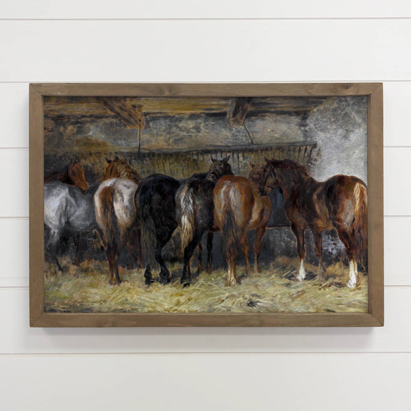 Horse Fee Trough - Horse Canvas Art - Wood Framed Wall Decor