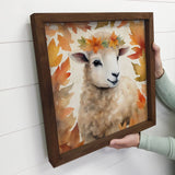 Fall Farm Animal Sheep - Wood Framed Cute Animal Canvas Art