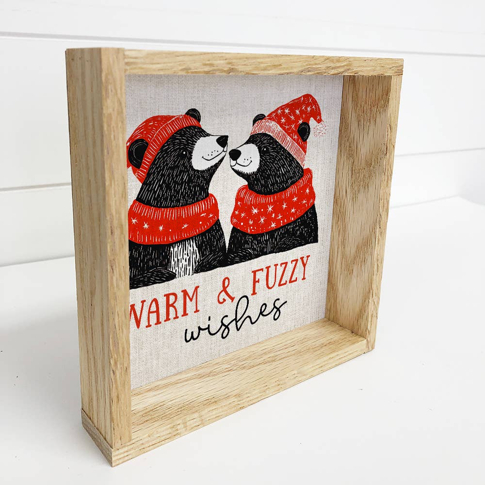 Warm and Fuzzy Wishes - Holiday Canvas Art - Wood Framed Art