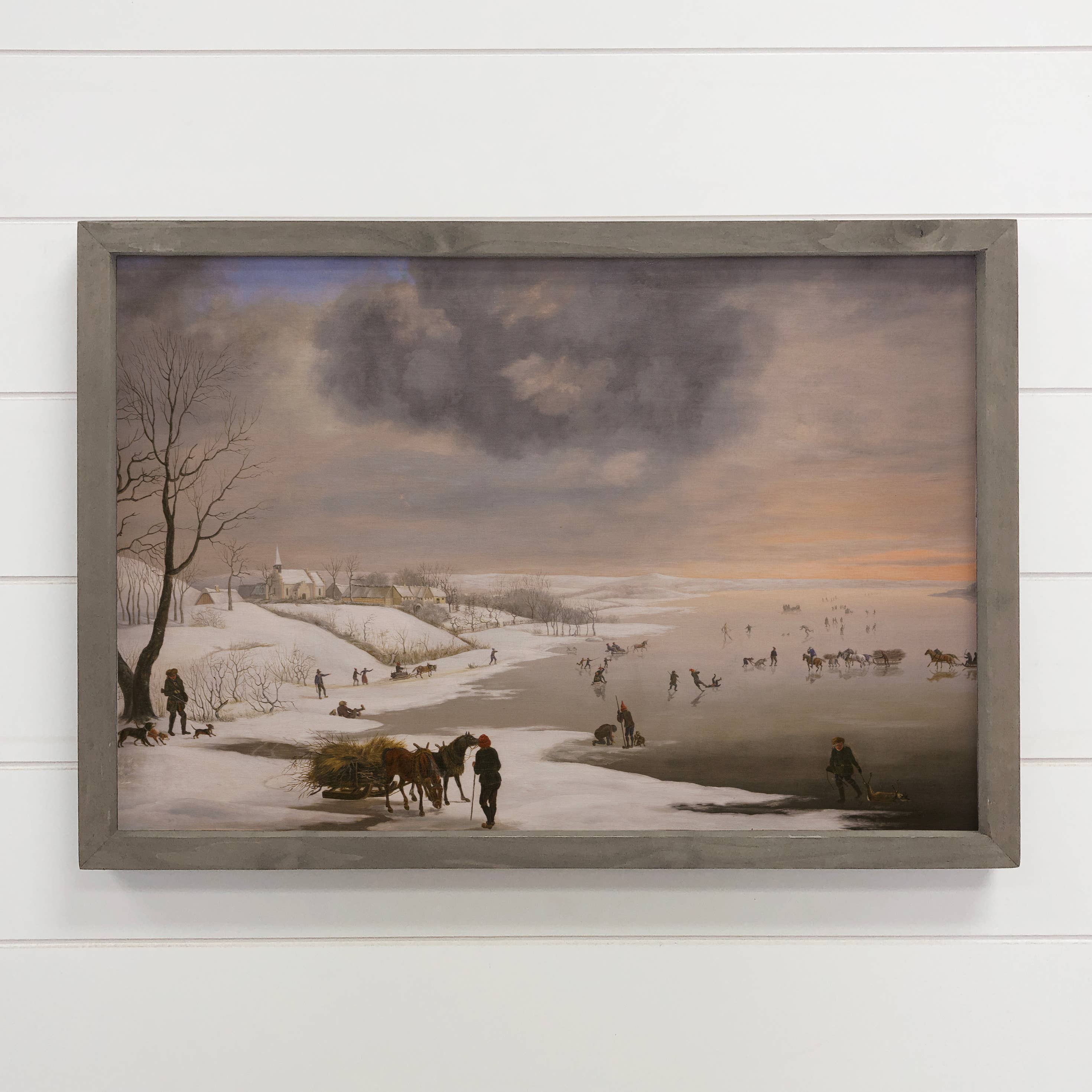 Vintage Winter Ice Skating Scene - Winter Landscape Canvas