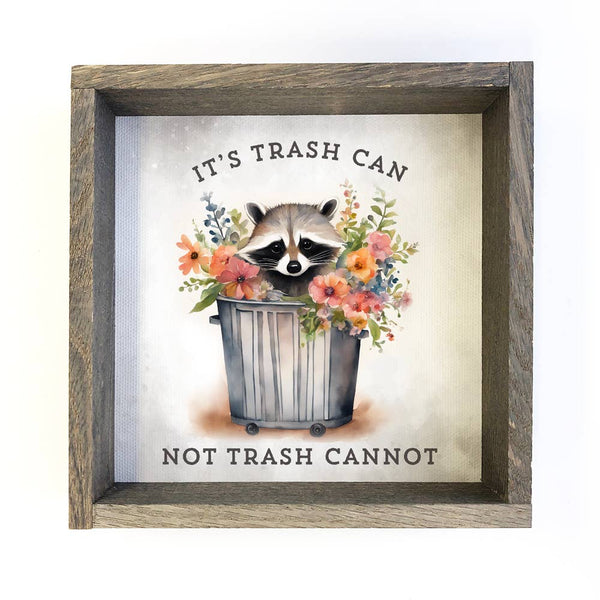 Trash Can Raccoon - Funny Raccoon Canvas Art - Wood Framed