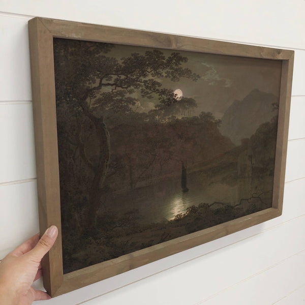 Moonlight Sea - Canvas Art with Wood Frame - Beach House Art