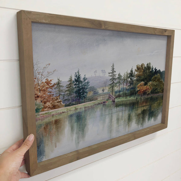 Wooded Pond - Framed Nature  Wall Art - Cabin Wall Decor