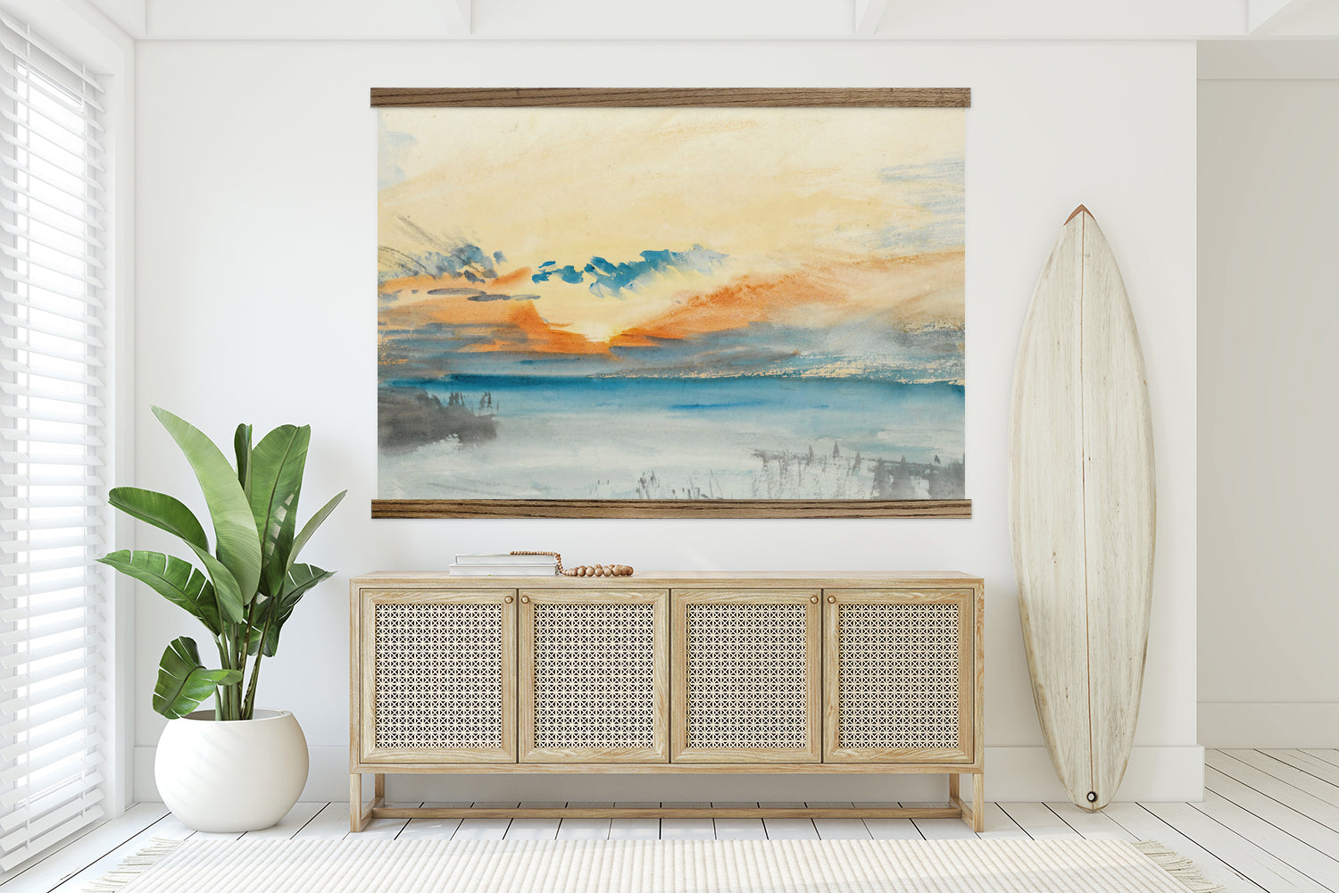 Abstract Water Sunset - Beach House Canvas Art - Framed Art