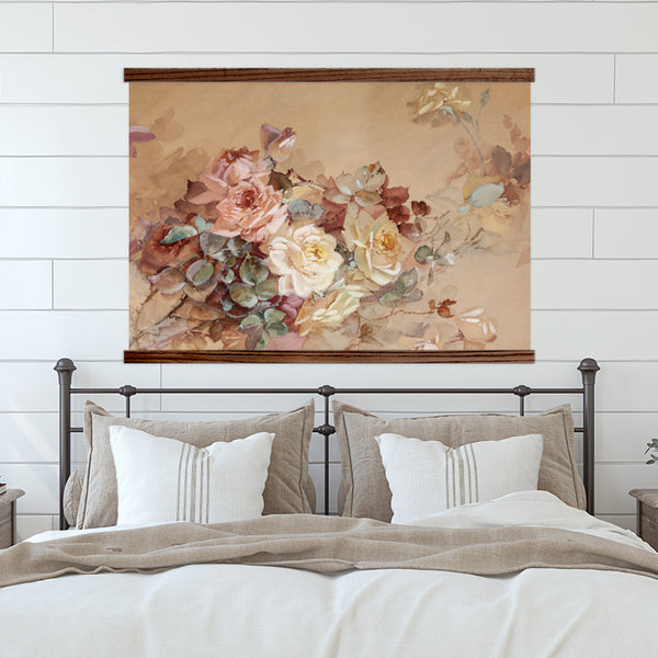 Antique Roses - Rose Flower Canvas Art - Wood Framed Art