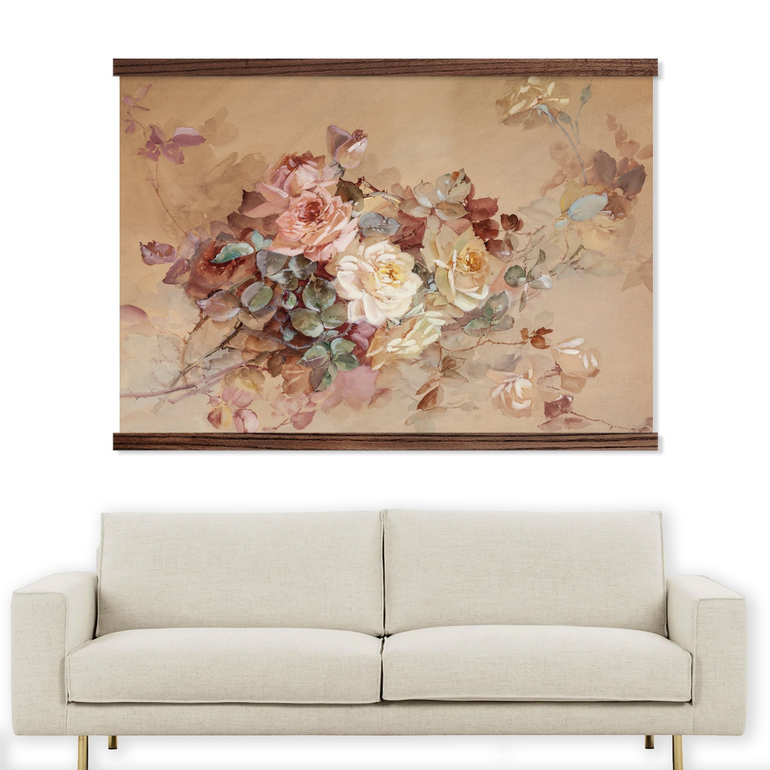 Antique Roses - Rose Flower Canvas Art - Wood Framed Art