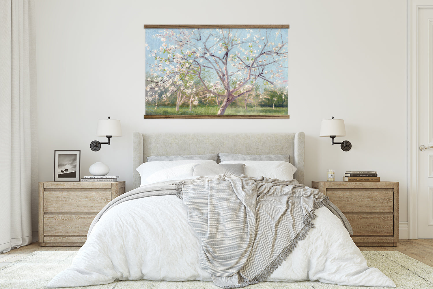 Bedroom Large Canvas Wall Art - Apple Blossom Tree