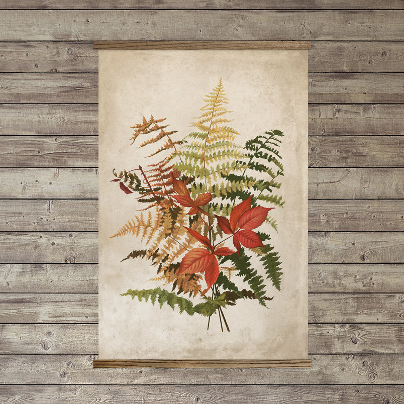 Home Office Large Framed Canvas Wall Art - Autumn Ferns