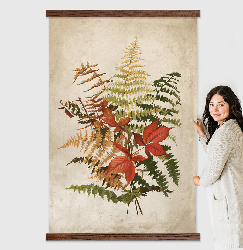 Home Office Large Framed Canvas Wall Art - Autumn Ferns