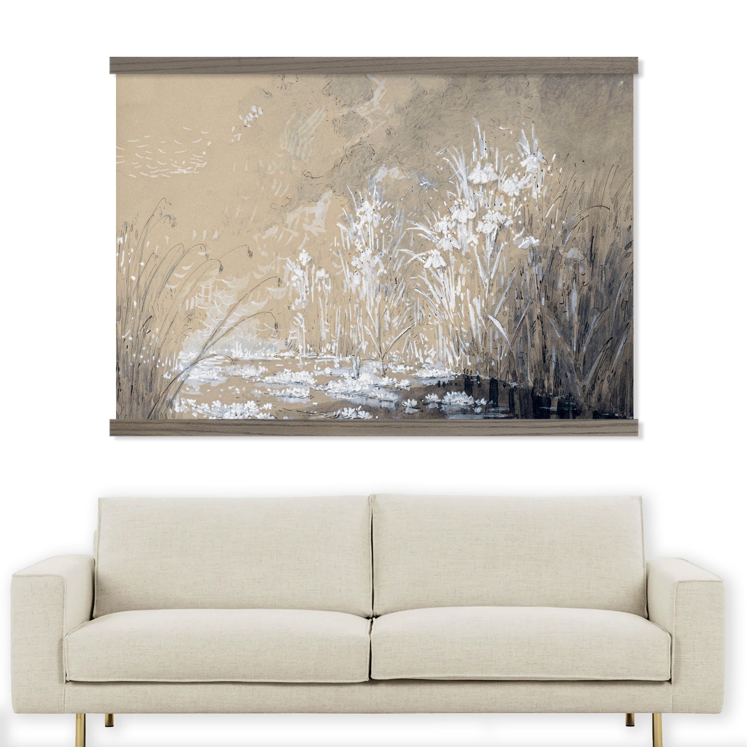 Beige Waters Edge - Nature Landscape Canvas Art - Framed