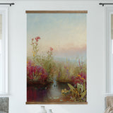 Blooming River Flowers - River Landscape Canvas Art - Framed