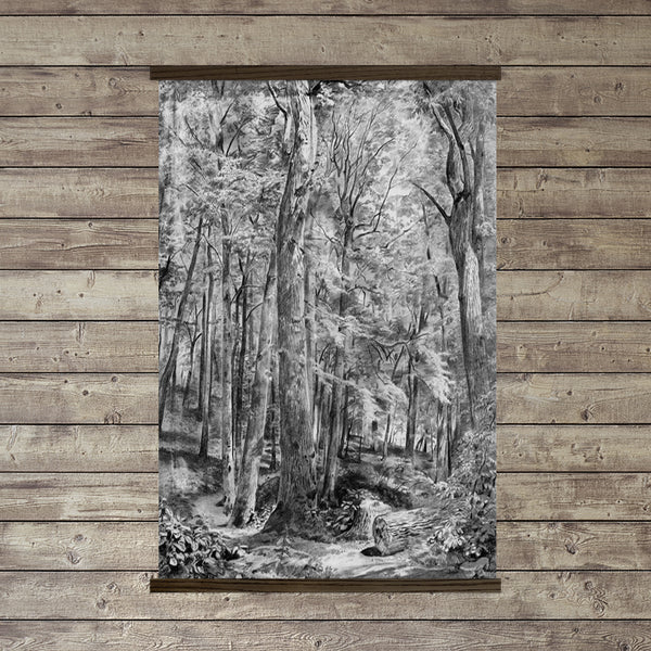 Black and White Woods - Nature Canvas Wall Art - Wood Framed