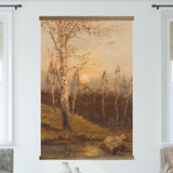 Living Room Large Canvas Wall Art - Birch in the Evening