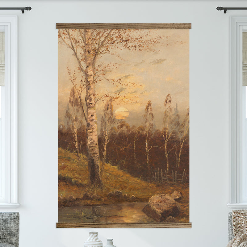 Living Room Large Canvas Wall Art - Birch in the Evening