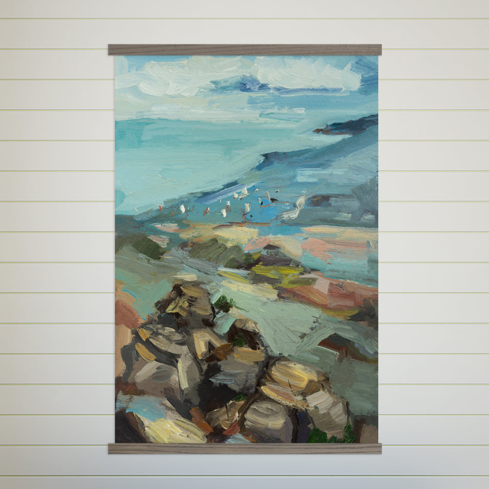 Living Room Large Canvas Artwork - Birds on Rocky Shore