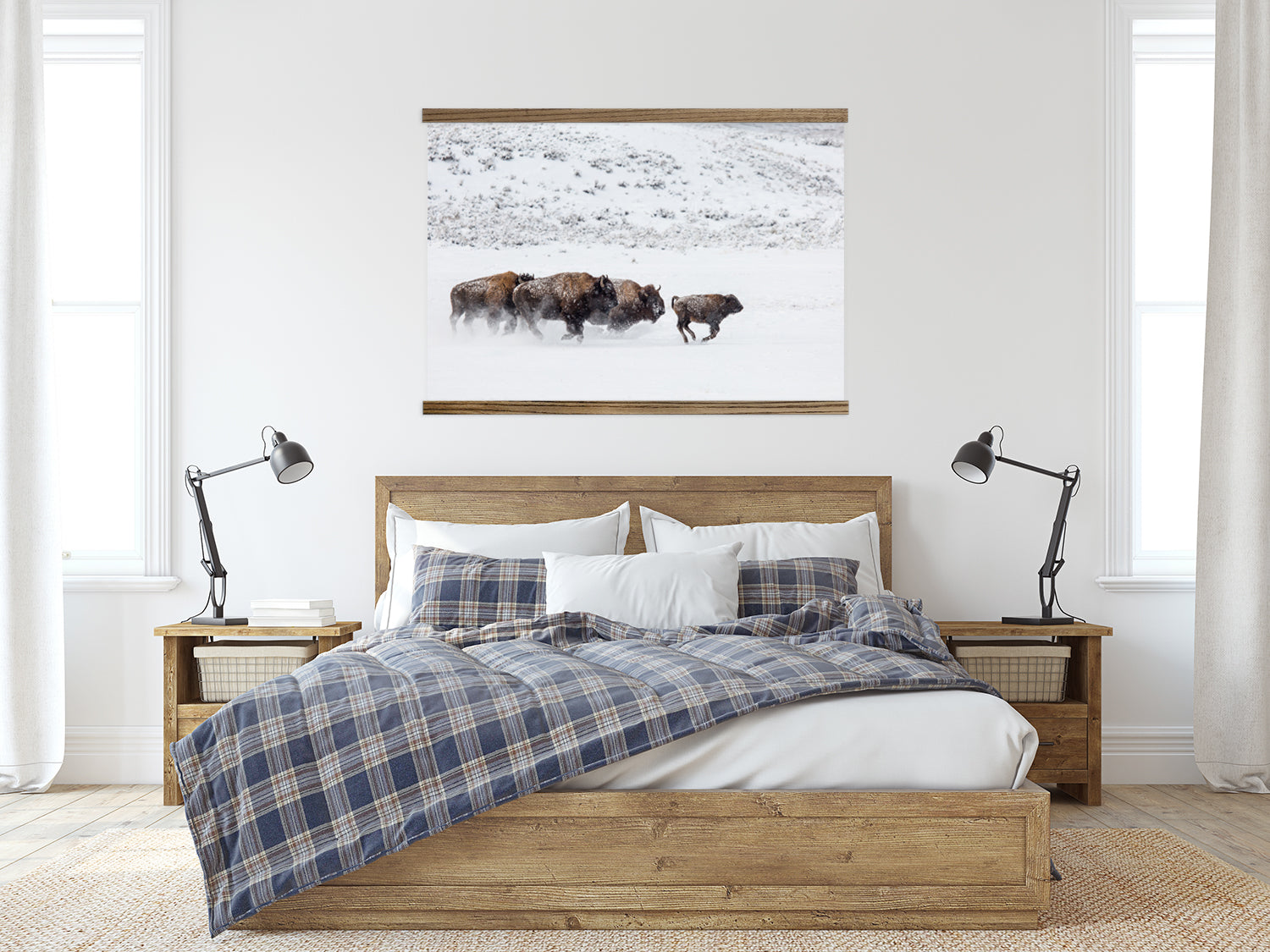 Bison in the Snow - Framed Animal Photograph - Ranch House