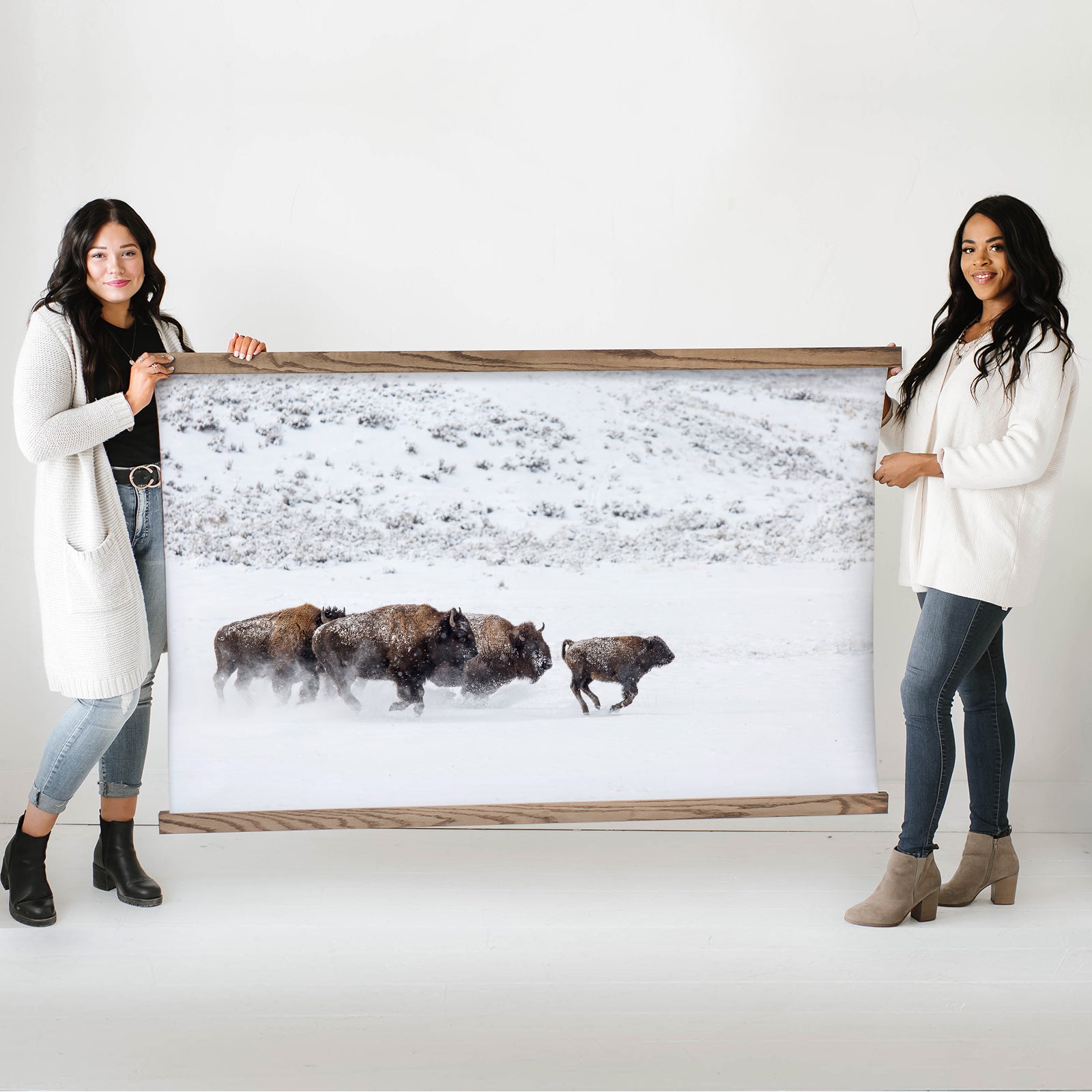 Bison in the Snow - Framed Animal Photograph - Ranch House