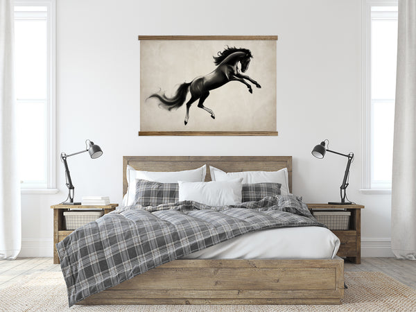 Black Stallion Big Wall Decor - Horse Painting Print