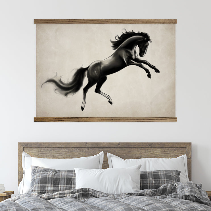 Black Stallion Big Wall Decor - Horse Painting Print
