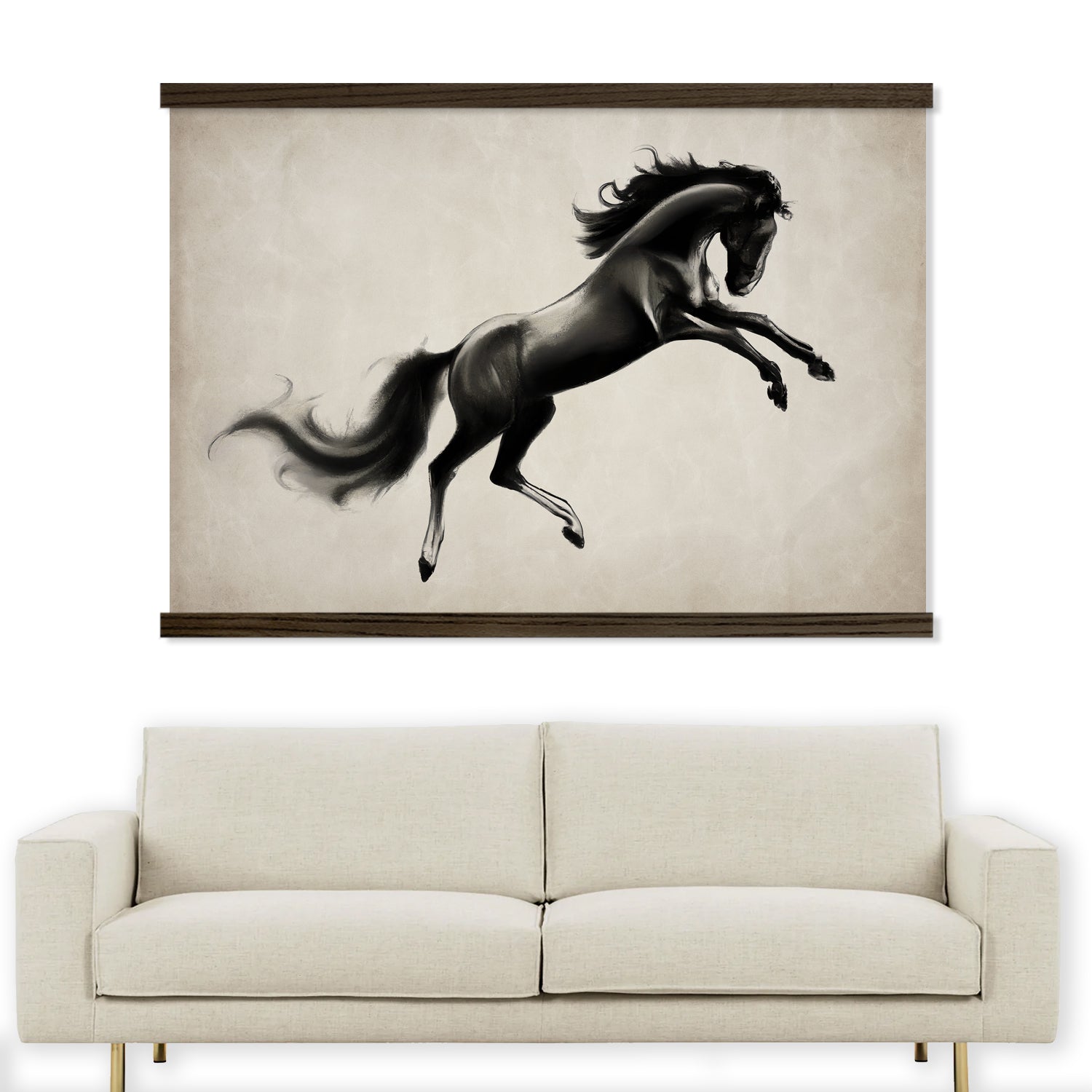 Black Stallion Big Wall Decor - Horse Painting Print