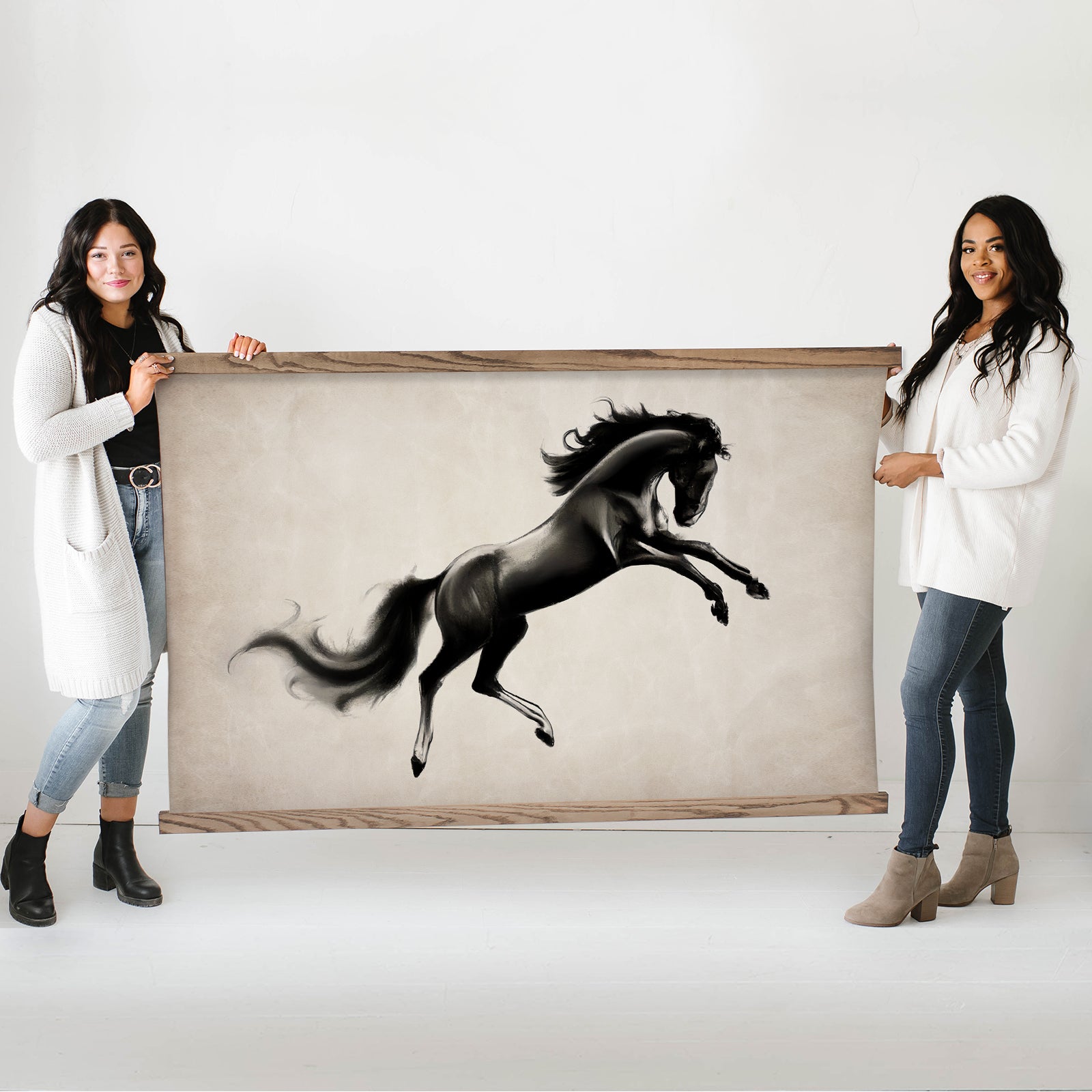 Black Stallion Big Wall Decor - Horse Painting Print