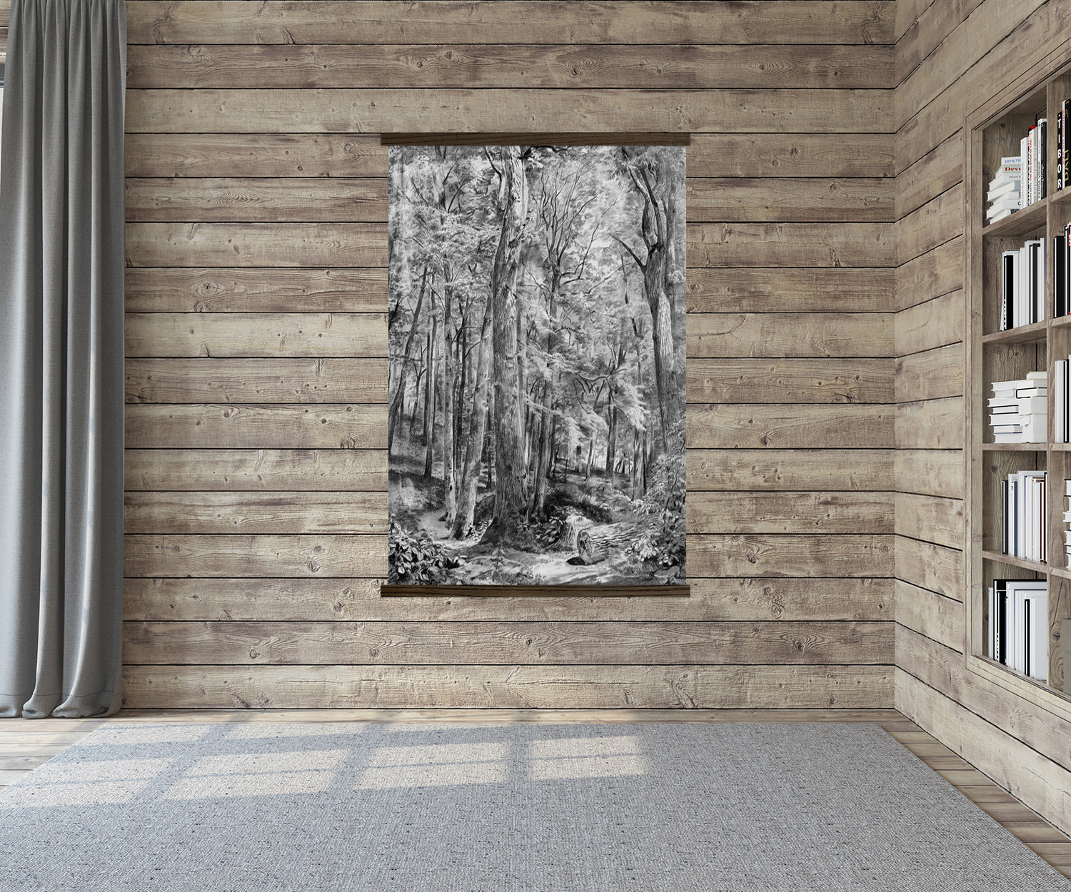 Black and White Woods - Nature Canvas Wall Art - Wood Framed