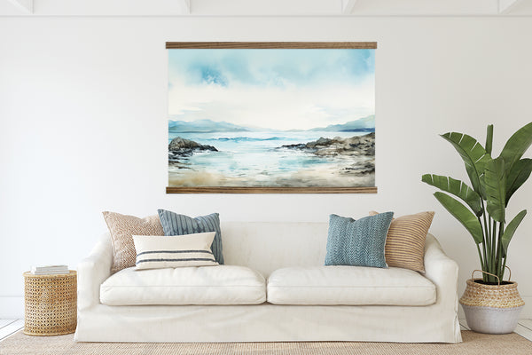 Blue Beach - Nature Canvas Art - Wood Framed Wall Art