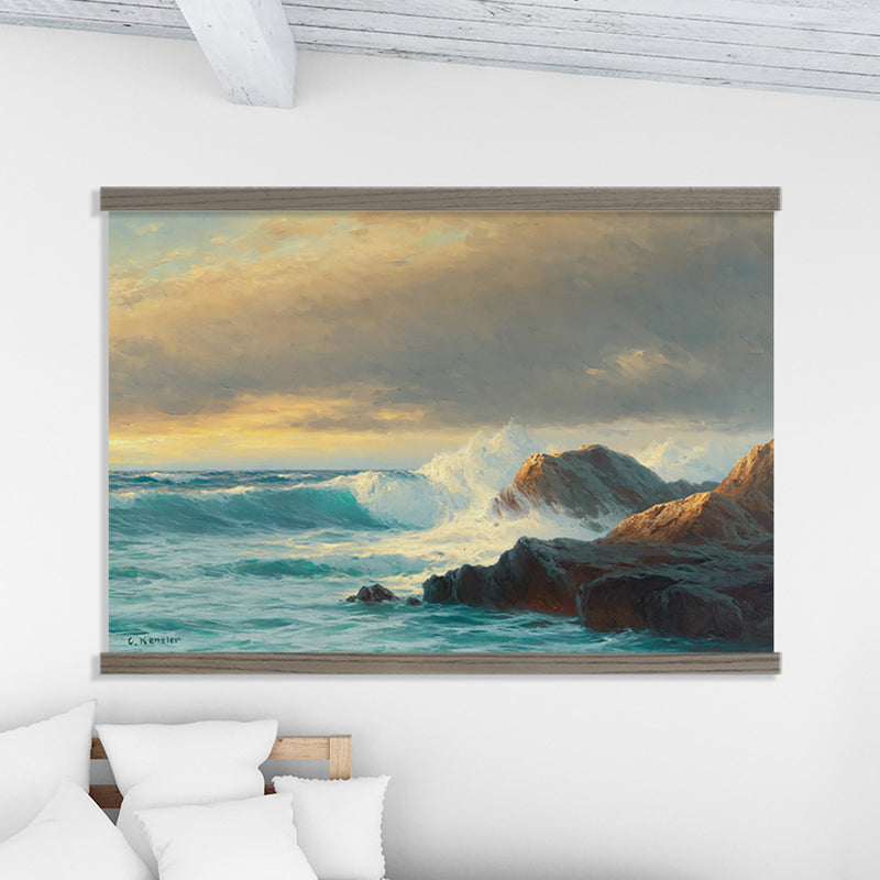 Ocean Wall Art Large Framed Canvas Print - Breakers on the Coast