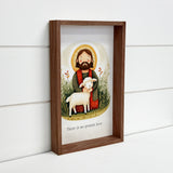 Cute Folksy Jesus Christ and Lamb - Jesus Canvas Art - Frame