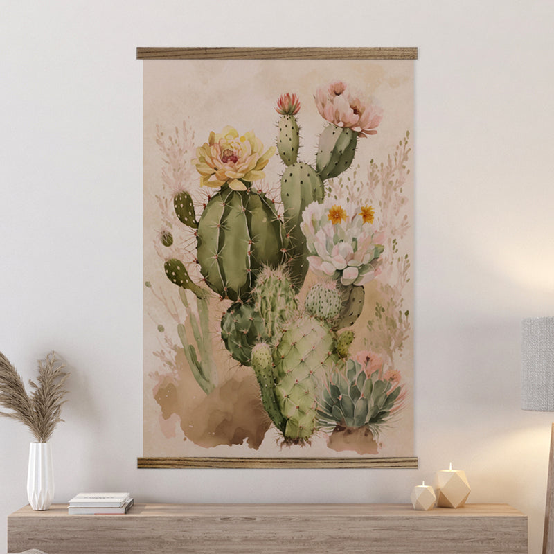 Cactus Watercolor Arrangement Large Canvas Desert Wall Hanging